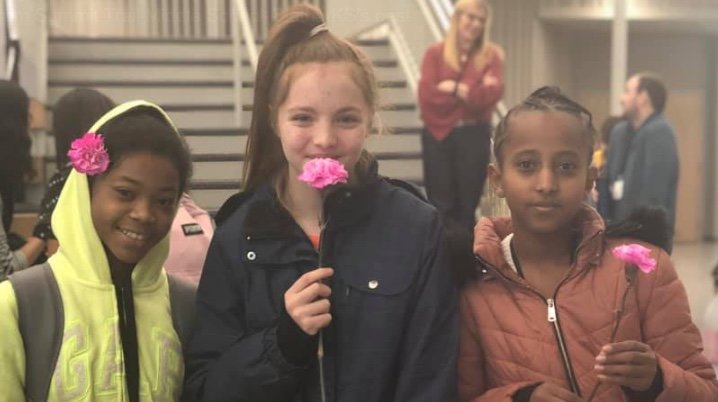 Middle School Boys Give Flowers To All The Girls At Their School